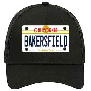Bakersfield California Metal on Trucker Mesh Snapback Hat - Black